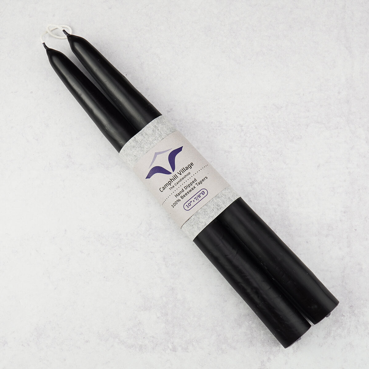 Natural beeswax looped taper candle black